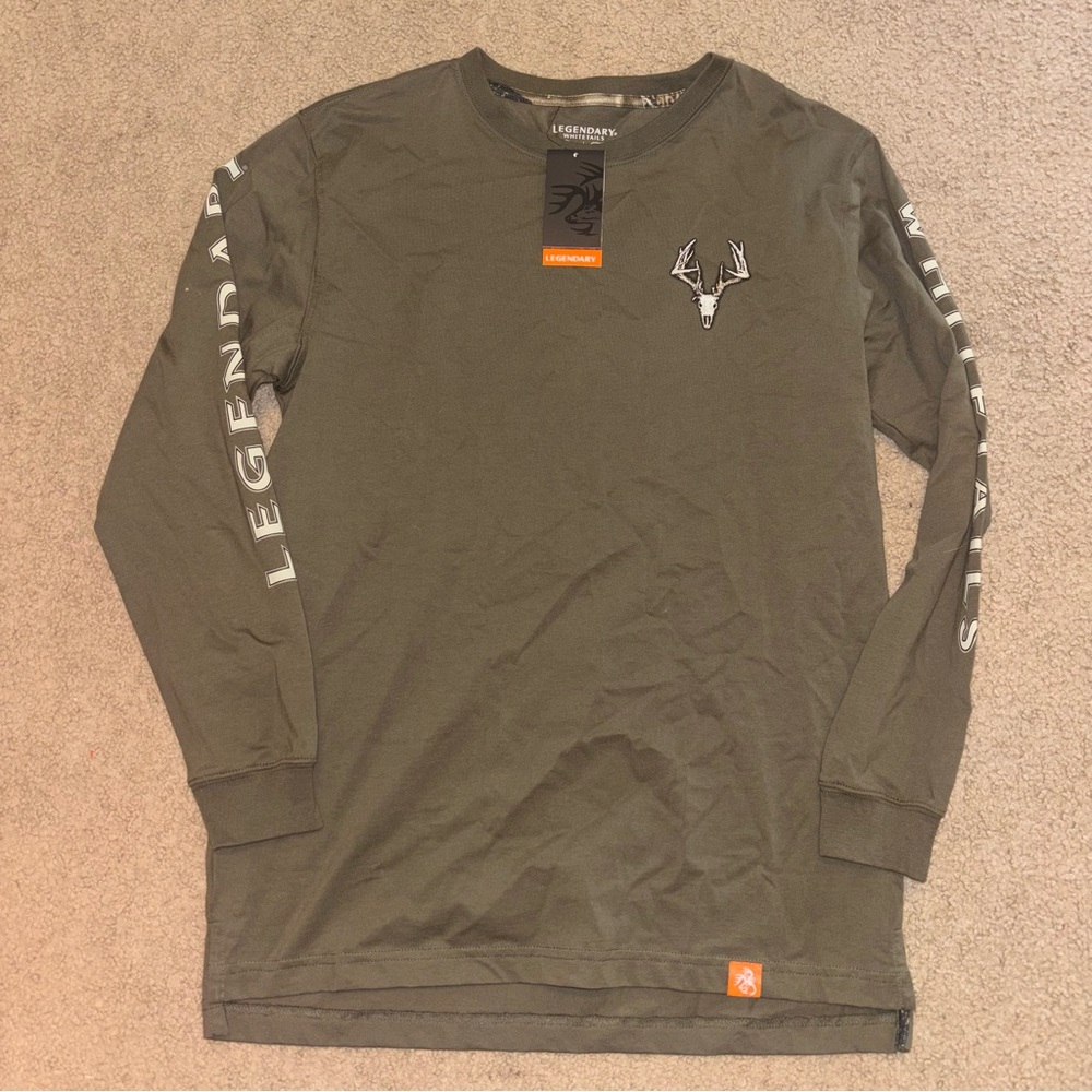 Legendary Whitetails Olive Green Long-Sleeve Tee with Deer Logo